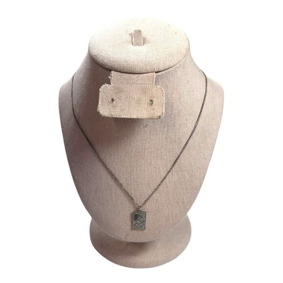 925 Sterling Silver Israel Necklace Judaism Rectangular Pendant Textured Design - Picture 2 of 9